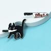 Black Cat Cartoon Knife Brooch with English Letter Design - Creative Fashion Bag Accessory Badge
