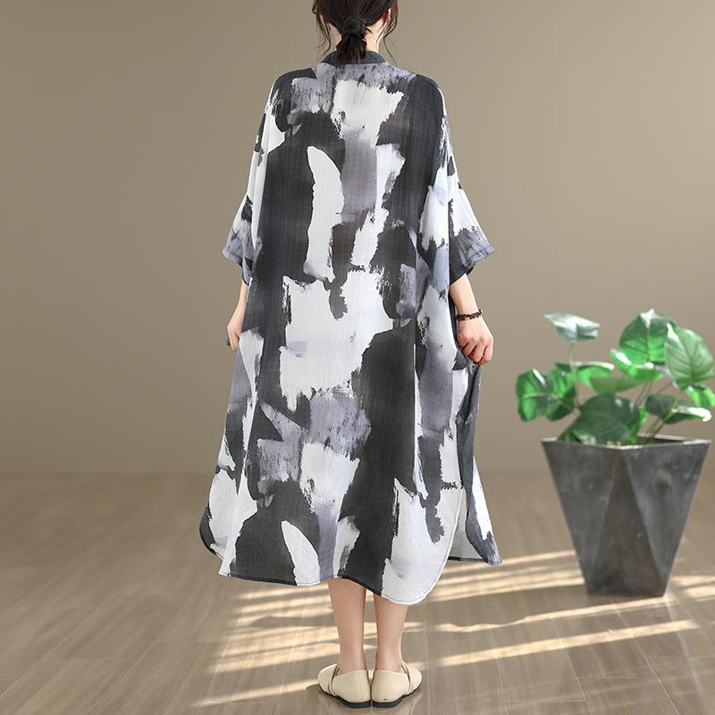 DIMANAF New 2026 Women Plus Size Long Dress Lady Summer Beach Loose Oversize Maxi Floral Print Cotton Vintage Black