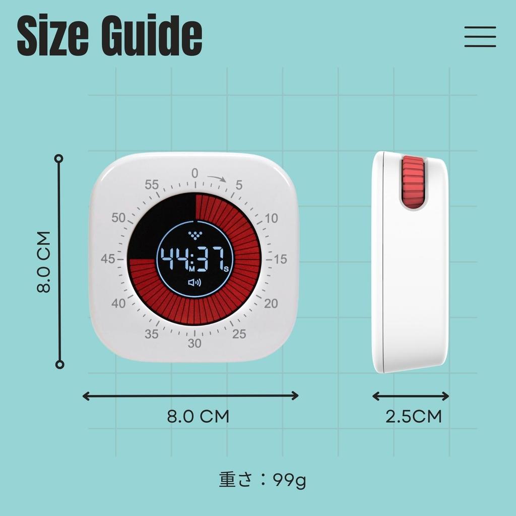 HATUSOKU Digital visuell timer for studier og med lydløs vibrasjon og synlig gjenværende tid og magnet Læring, Modus, Modus, (Stativ inkludert,