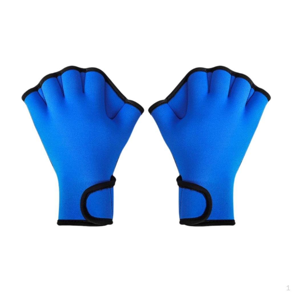 Swim Webbed Gloves Aquatic with Wrist Strap Fingerless Diving for Paddle