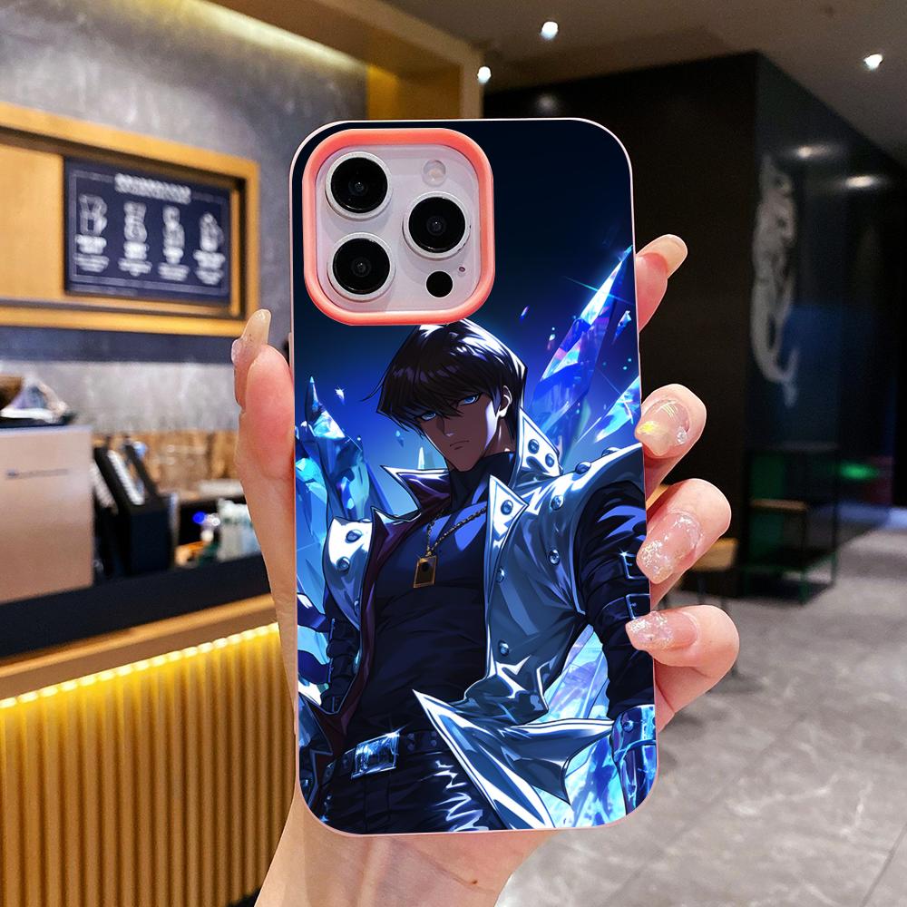 Yugioh Seto Kaiba Phone Case for iPhone 17 16 15 14 13 12 11 Air Pro Max Plus Jelly Double layer Pink Cover