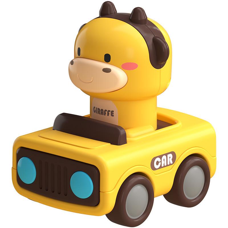 Cross-Border Cartoon Press & Slide Animal Toy Car: Fun, Cute, Drop-Resistant Parent-Child Interaction Vehicle.