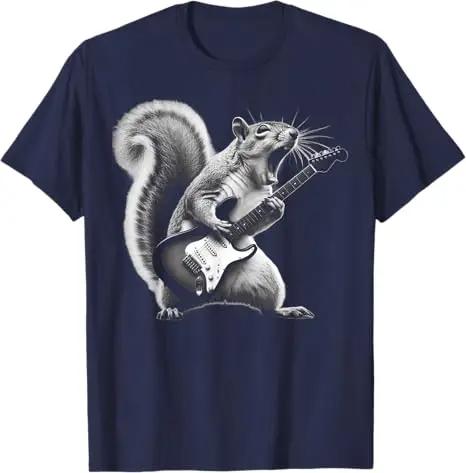 Rock Otter Plays Guitar T-shirt Squirrel Plays Guitar Street Wear Rock Cat Music Graphics Say T