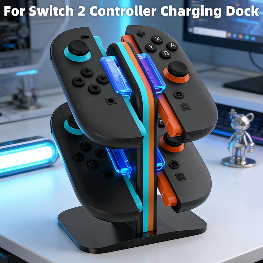 4-in-1 Charging Dock for Switch 2 Compatible Joy-Con Controllers, Compact Controller Charging Station