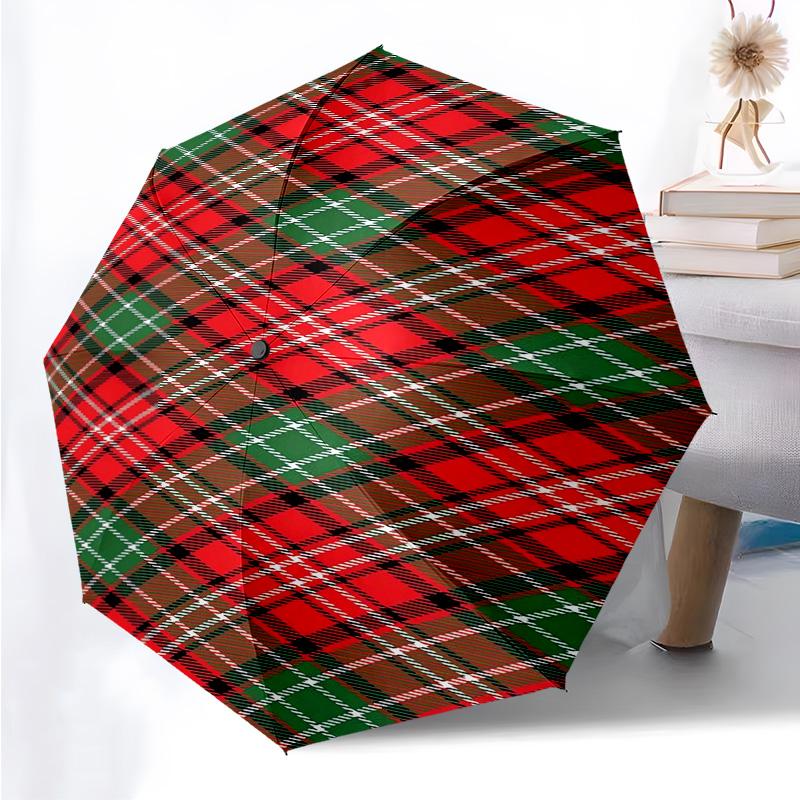 Christmas Tree Themed Folding Umbrella Fashion Auto-Open 8 Iron Ribs Plastic Handle Foldable Sunshade Perfect Christmas Gifts