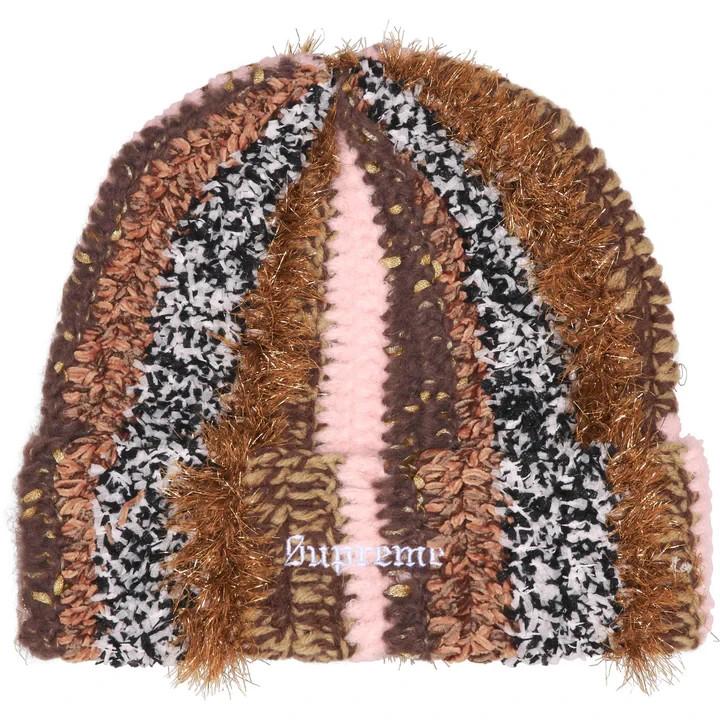 Supreme Tinsel Stripe Beanie Brown One-Size