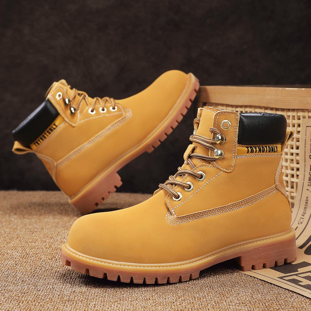 Boots Men's New American Tooling Leather Shoes Men's Casual Leather Middle Help Couple Martin Boots Big Yellow Boots