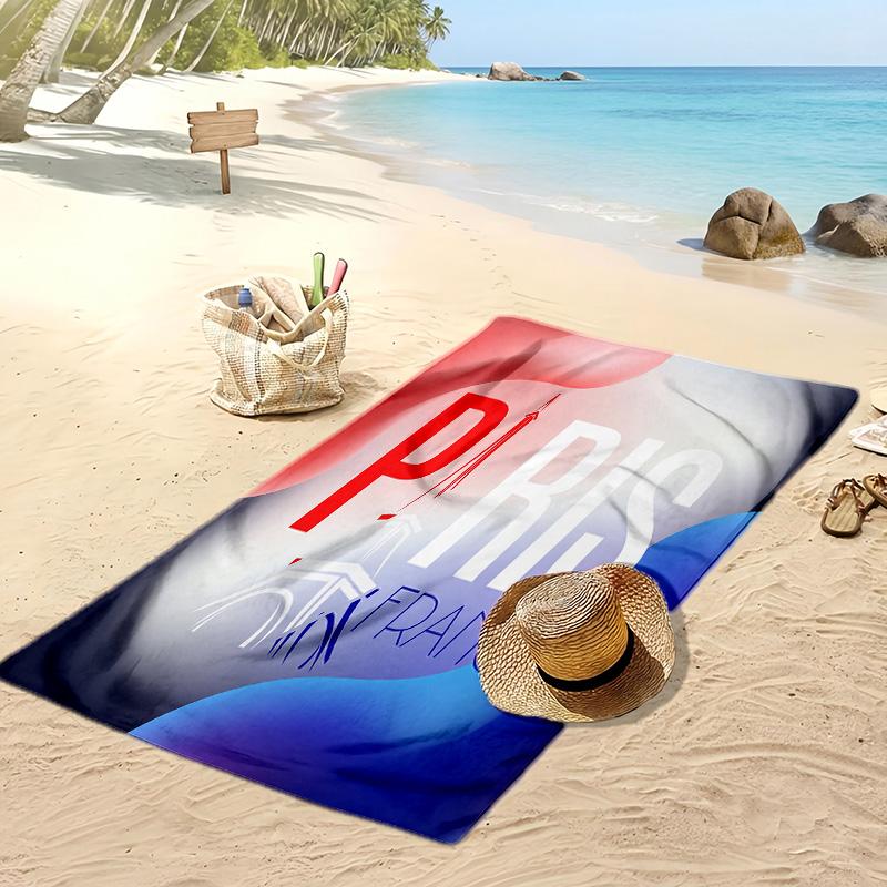 France Football Print Beach Towel Quick Dry Super Absorbent Soft Bath Towel for Swimming Beach Travel Fan Souvenir Gift