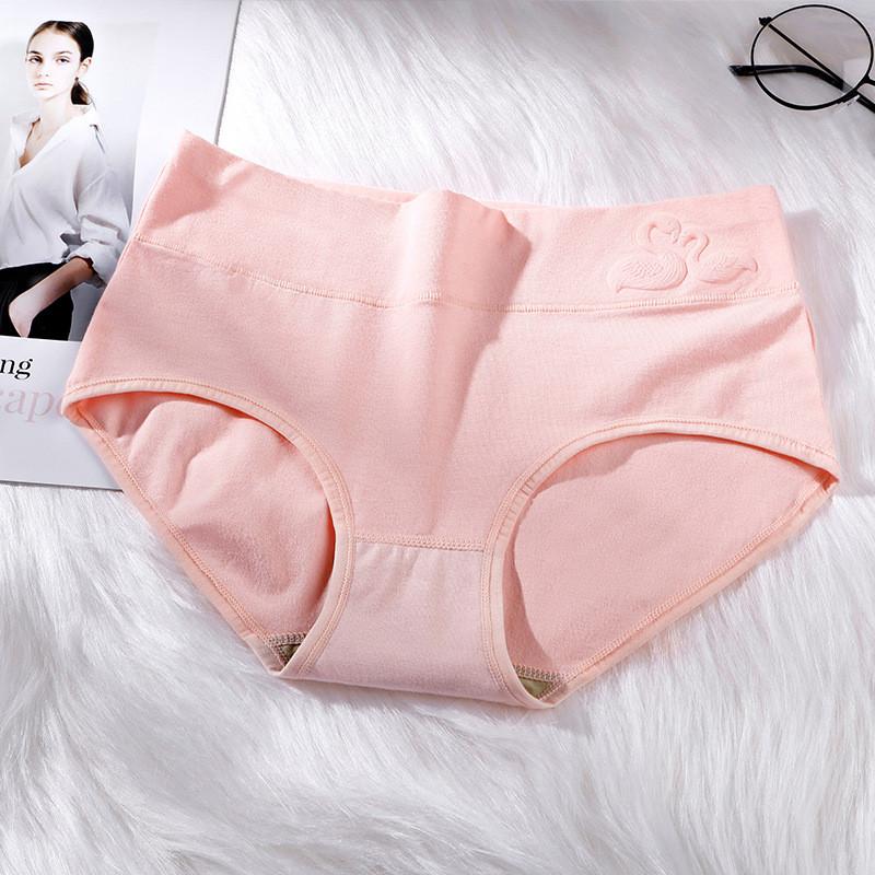 

Stylish Mid Cotton Waist Briefs For Young Women Featuring Breathable Comfort Patterns And Shrimp Red,XXL