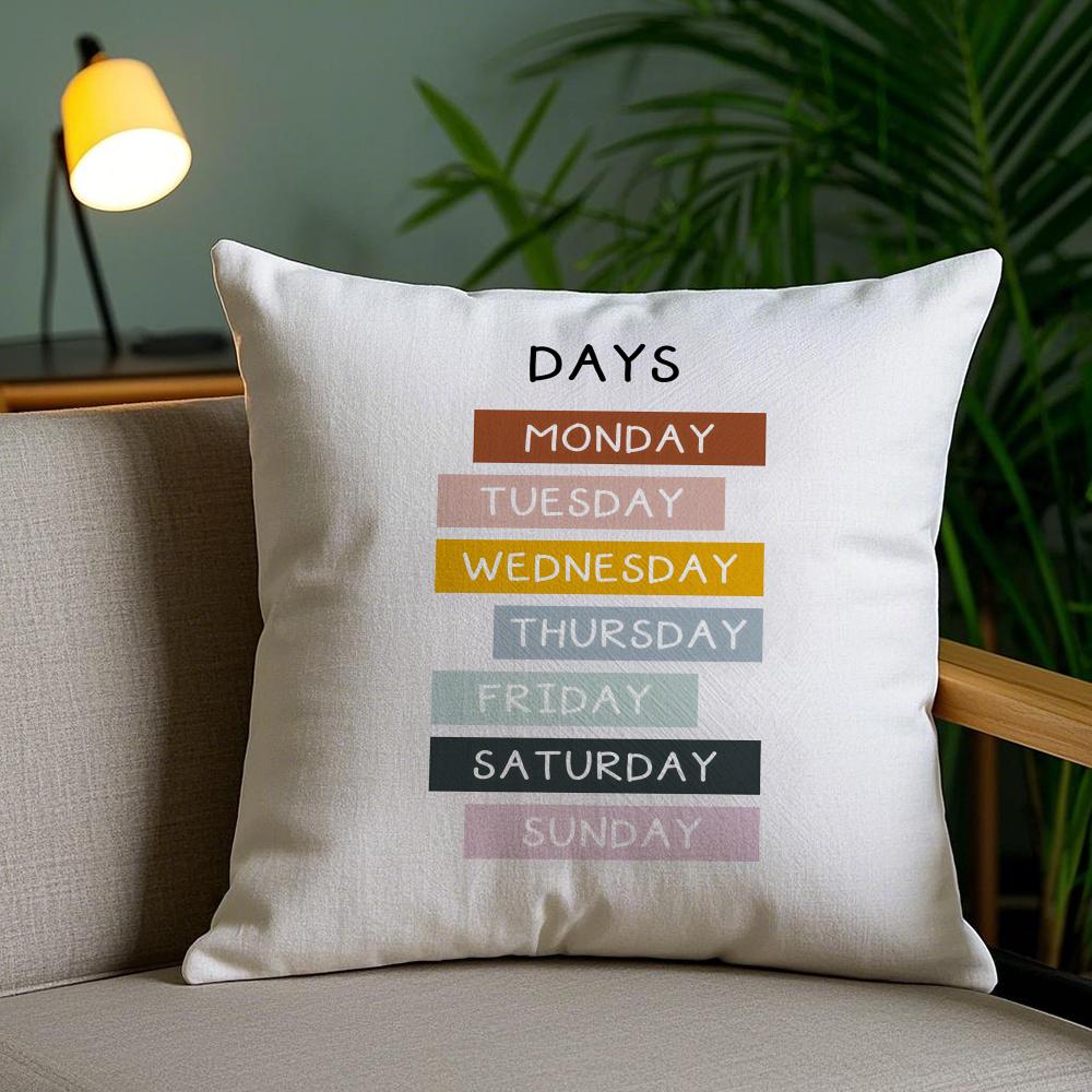 English Education Cushion Cover Plush Fabric DoubleSided Printed Invisible Zipper Sofa Pillow Case Home Bedroom Decor