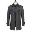 European Men's Wool Coat, Double Collar, Vertical Zipper.
