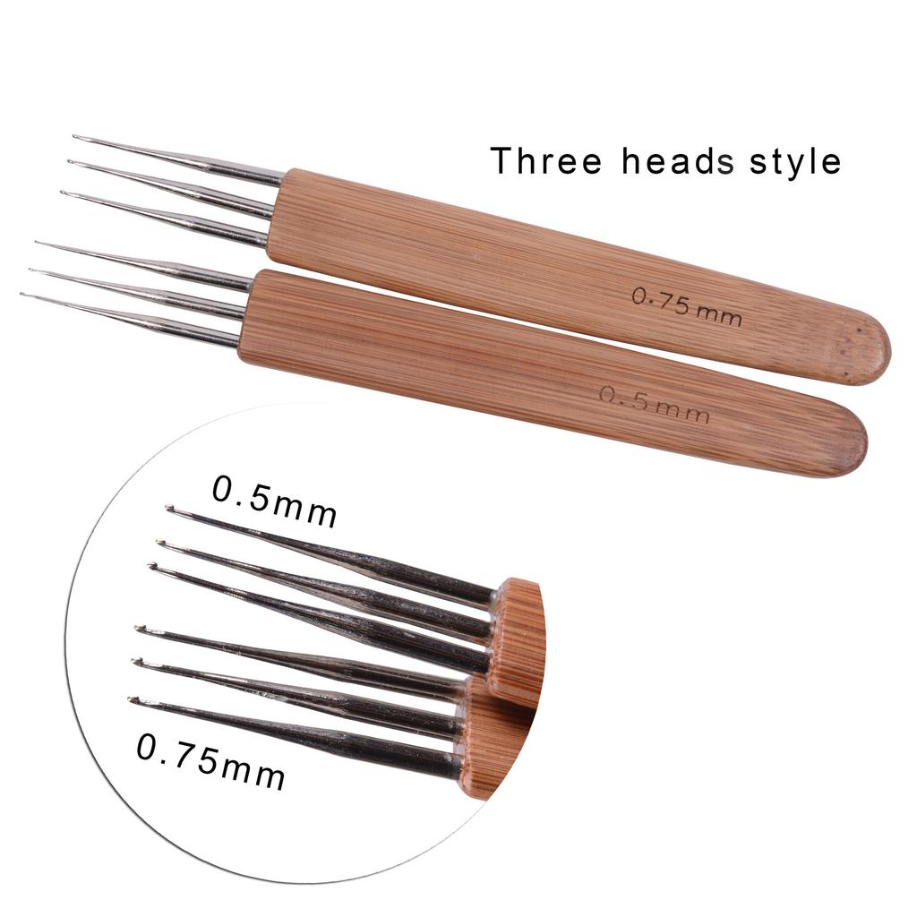Bamboo Crochet Needle For Hair Dreadlock Accessories Wig Making Tools Dreadlocks Hook Needles 1/2/3 Hooks