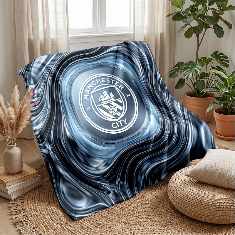 Couverture sur le thème de Manchester City Couverture douce en flanelle Couverture jetée pelucheuse Couverture douillette pour canapé et lit pour la décoration de la maison