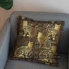 2D Golden Cats With Branches Pattern Pillow Cover Pattern Cushion Cover Suitable For Sofa Bedroom Car Pillow Cover