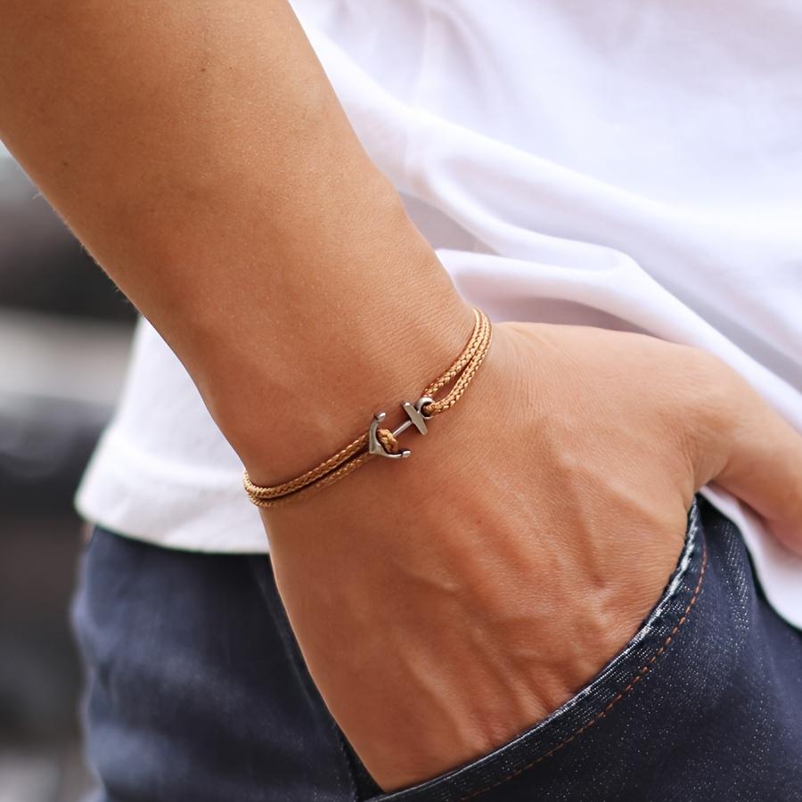 Bracelet Ancre Mode Homme Corde 2mm Tressé à la Main Nautique Réglable Bracelet pour Couples Étudiant Bijoux Cadeau Pulseira