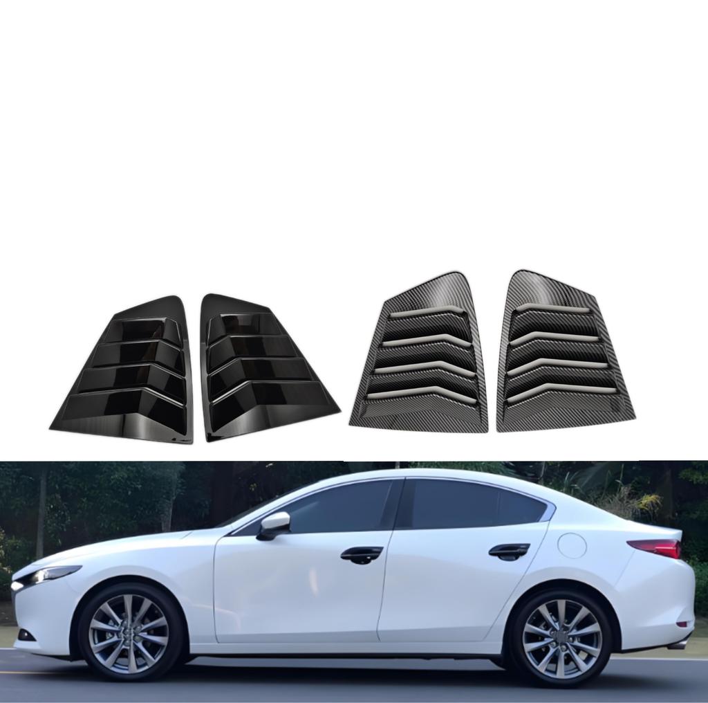 For Mazda 3 Axela Sedan 2020 2021 2022 Car Rear Louver Window Side Shutter Cover Trim Sticker Vent Scoop ABS Carbon Fiber
