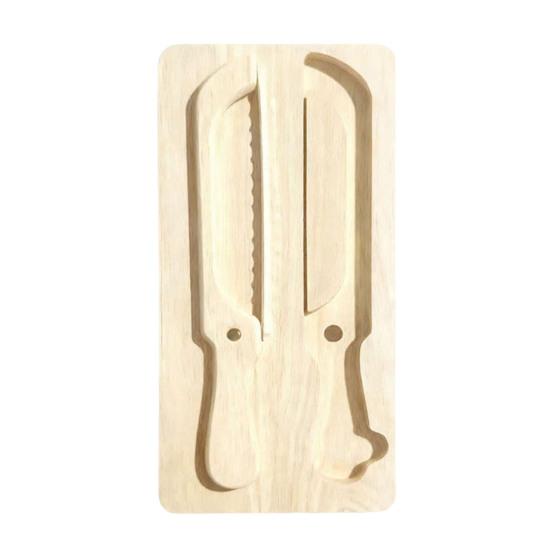 Brot Schneidebrett Set mit Verstellbarer Führung Holz Schneidebrett & Edelstahl Wellenschliffmesser für Baguette Laib und Sandwich, Alles-in-Einem Kit