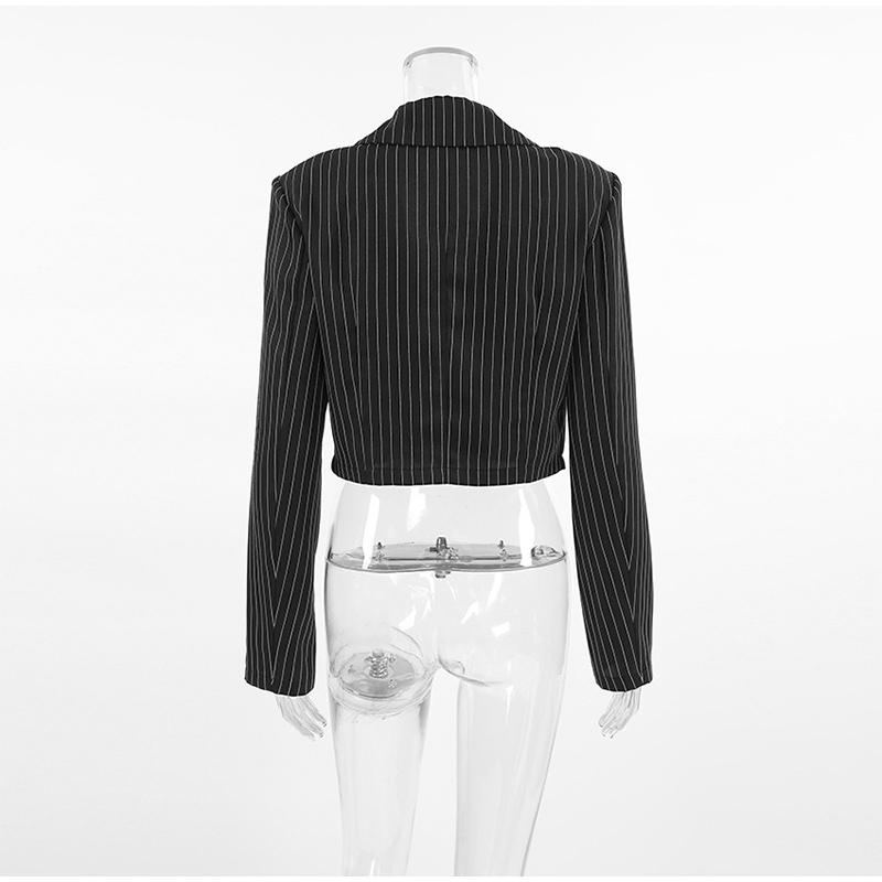 2025 New Spring Autumn Vintage Coats for Women Fashion French Style Long Sleeve Jackets Striped Turn-down Collar Commuter Outerwear