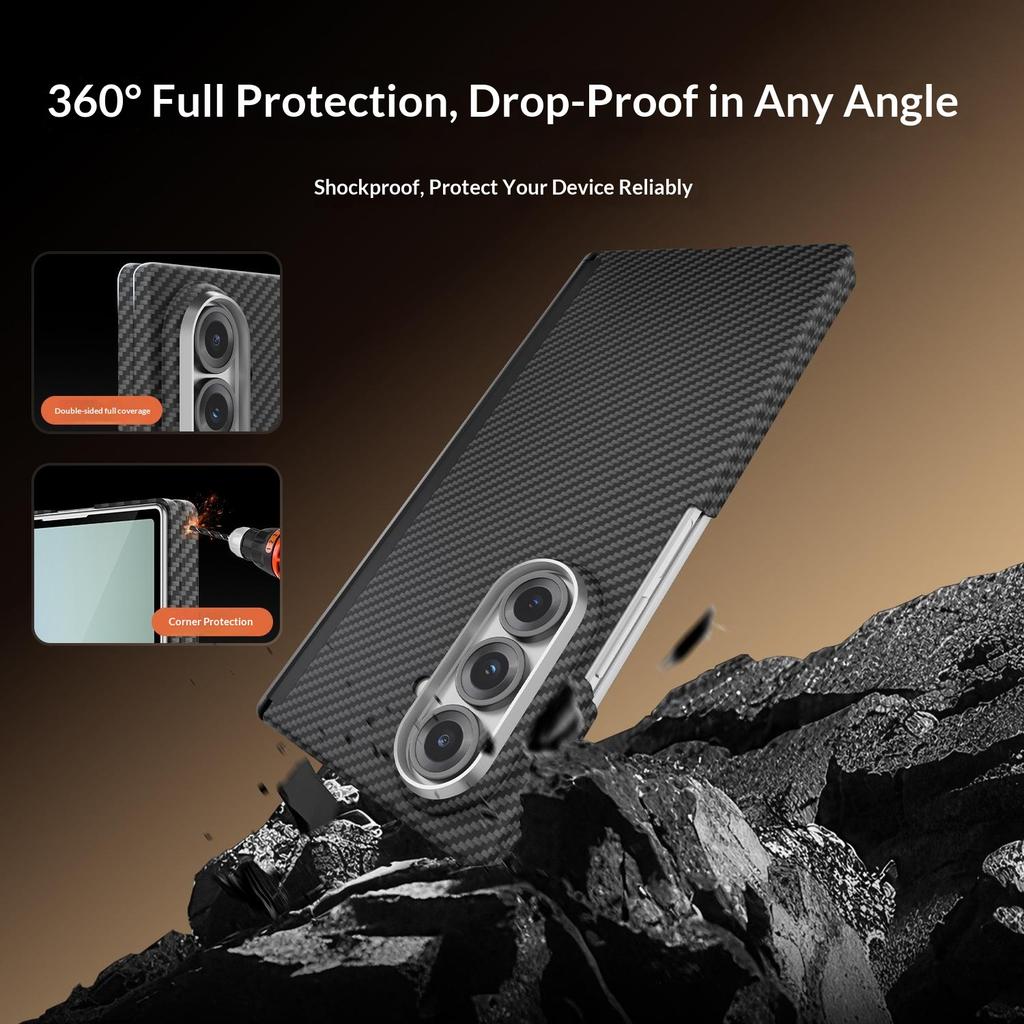 GKK For Samsung Galaxy Z Fold7 5G Case Kevlar Texture Dual Axis PC Slim Phone Cover Magnetic Hinge Protection