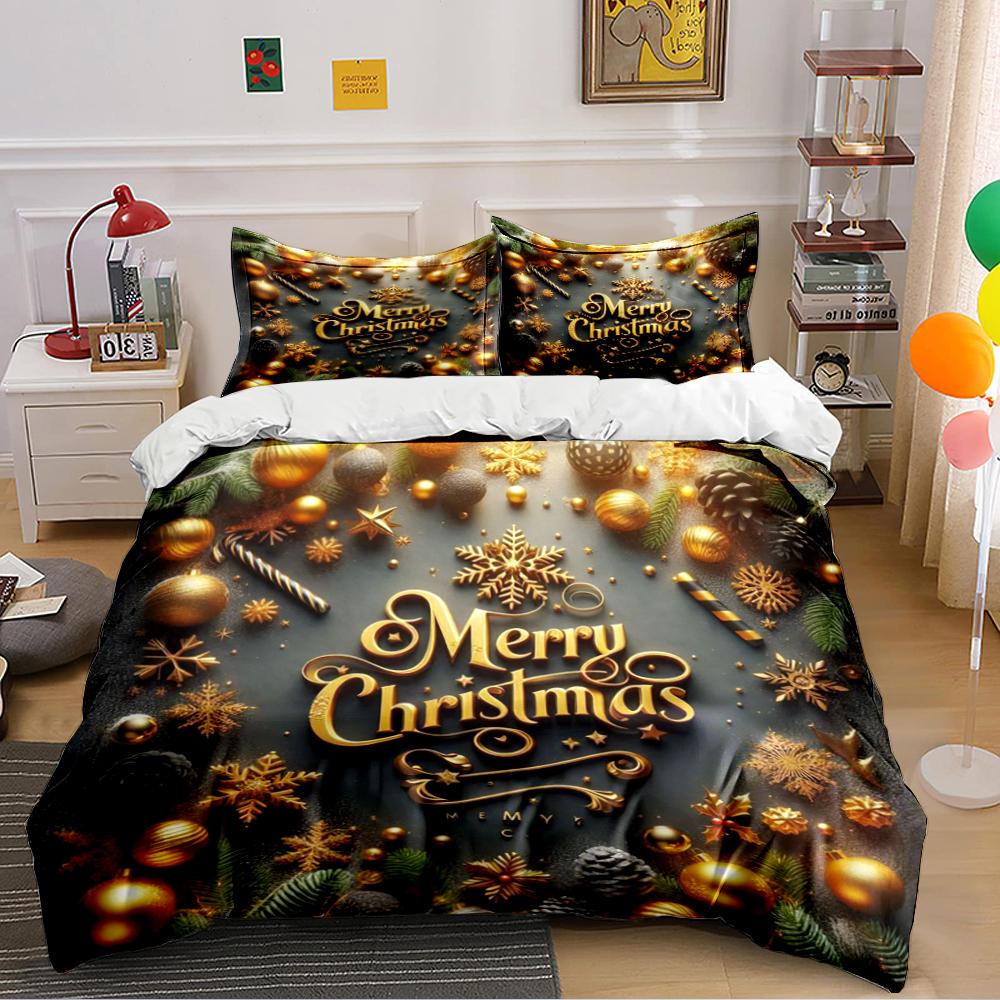 Christmas Stocking with Gifts Design Bedding Set (1 Duvet Cover, 2 Pillowcases, Duvet Not Included)