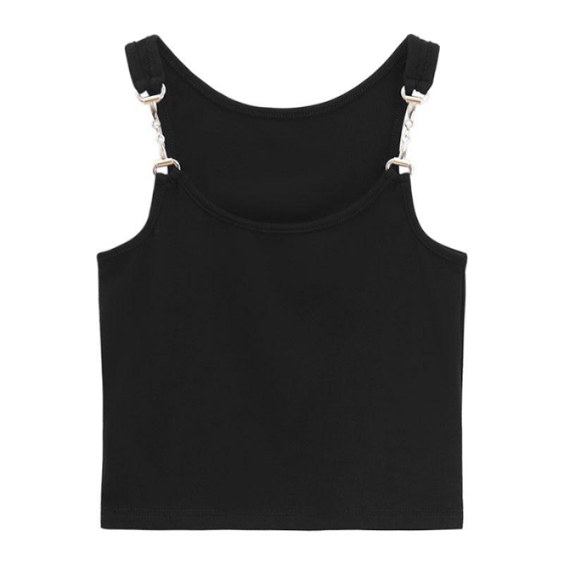 Indossa gilet nero senza maniche con spallina corta da donna estate spezia celebrità di Internet design chic top aderente da abbinare
