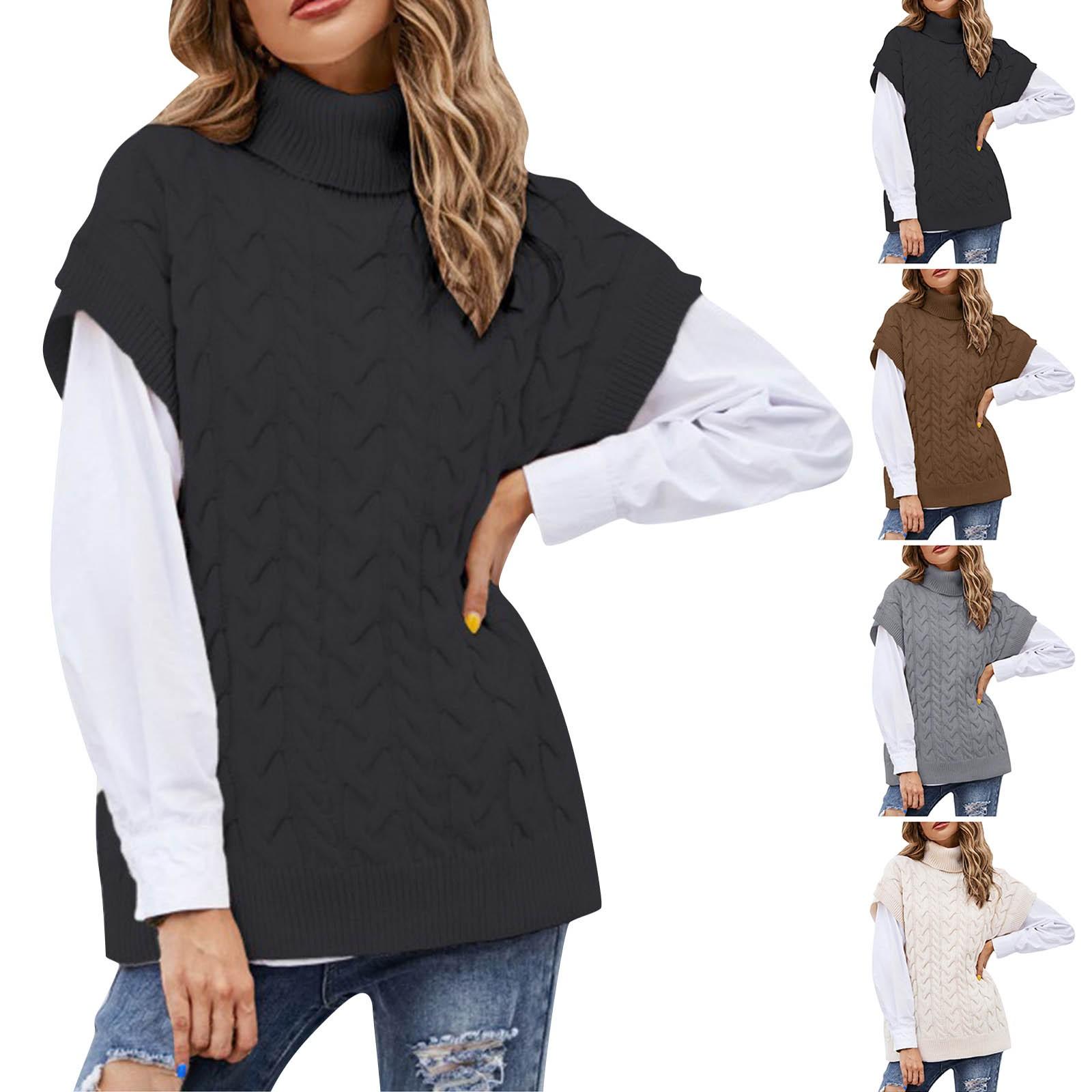 

Женский осенне-зимний вязаный модный однотонный пуловер с коротким рукавом, свитер