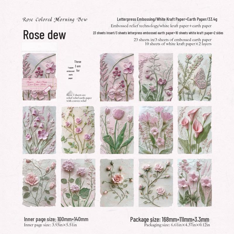 Momo Çiçekli Aşk Mektubu Serisi Günlük Seti: Kabartmalı Letterpress, Kendin Yap Kolaj Malzemesi, 6 Stil.