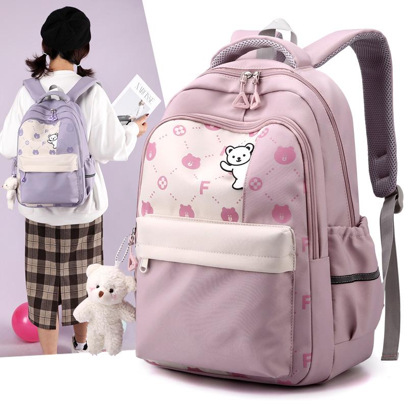 Primary school schoolbag female Korean version Mori small fresh junior high school students solid color simple multi-layer computer backpack