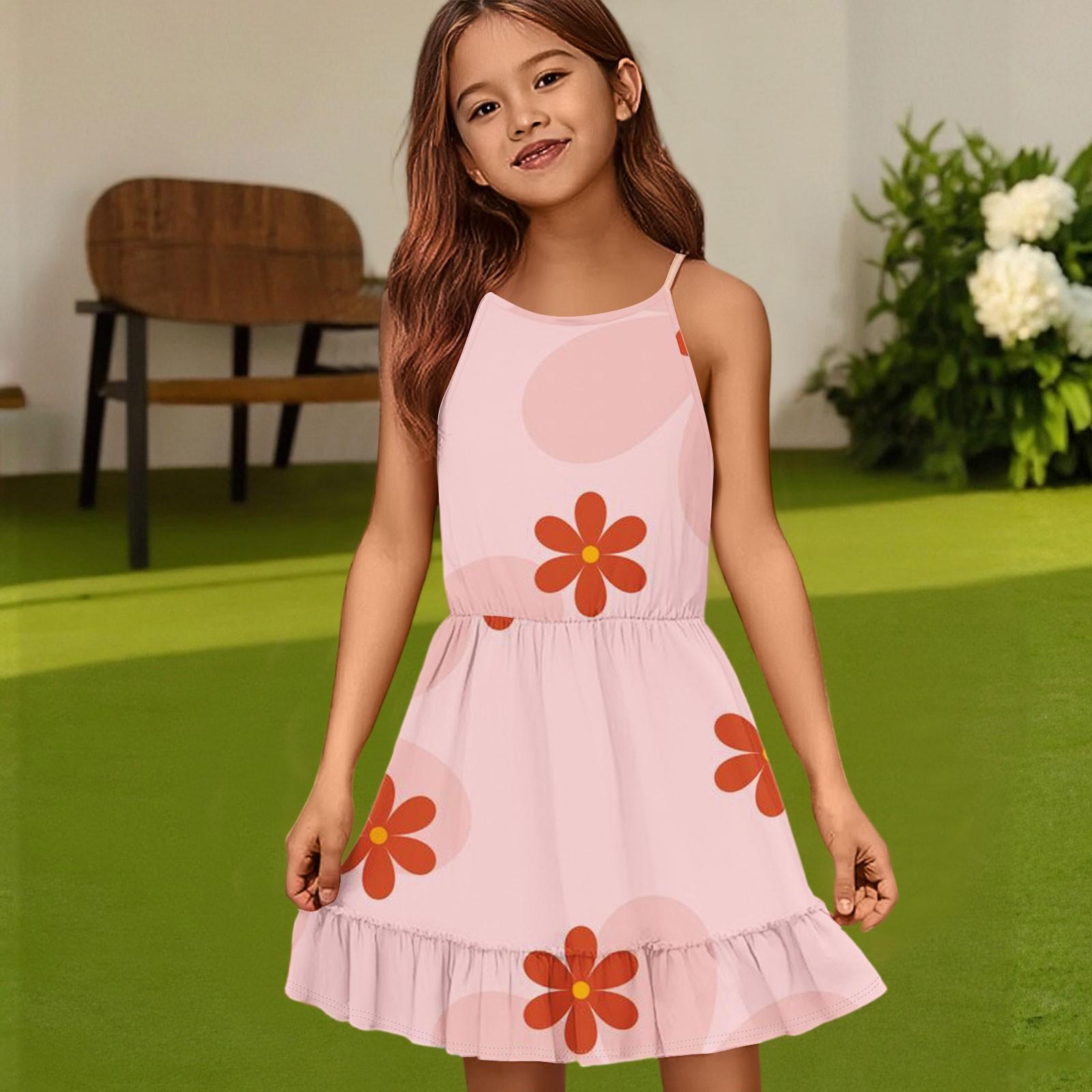 

Детское летнее повседневное модное платье с круглым вырезом, однотонное, без рукавов 160 розовый