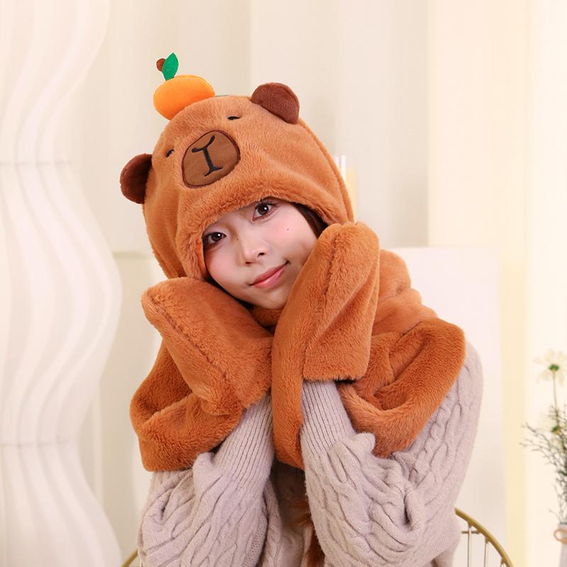 Funny Christmas Halloween Plush Hats Capybara Deer Pumpkin Santa Claus Ghost Animals Ears Moving Plush Hats For Boys Girls Gifts