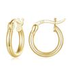 BAMOER 925 Silver Bold Classic Hypoallergenic Hoop Earrings, 14K White Gold Plated Glossy Tube Earrings for Women Gift
