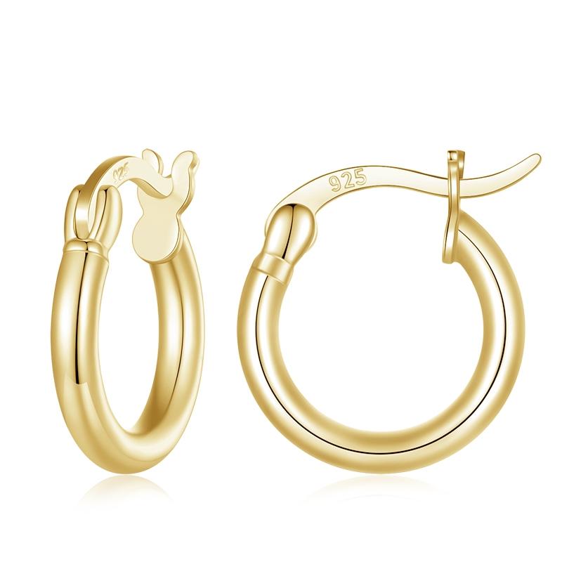 BAMOER 925 Silver Bold Classic Hypoallergenic Hoop Earrings, 14K White Gold Plated Glossy Tube Earrings for Women Gift