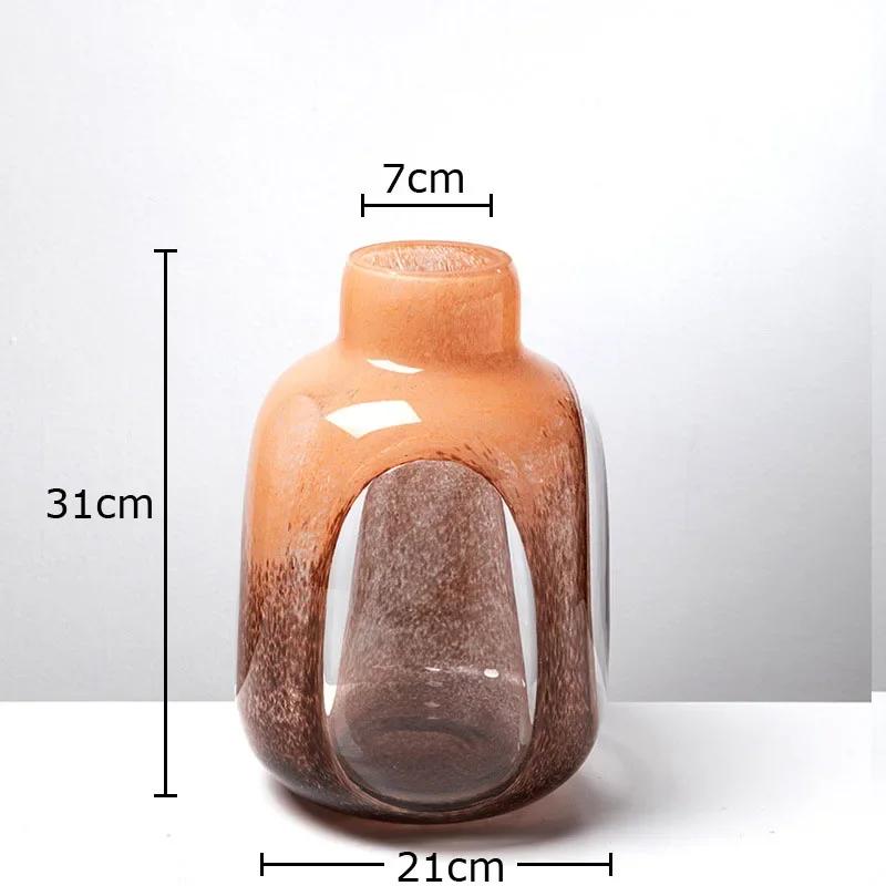 Transparent Dual Color Glass Vase Hydroponics Flower Pot Desk Decoration Flower Arrangement Floral Vases Room Aesthetic Decor