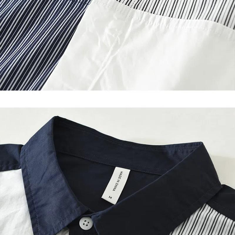 Koreanische Mode für Männer Hemden Slim Fit Frühling und Sommer Street Style Patchwork Langarm Casual Shirts Jugend Männer Kleidung