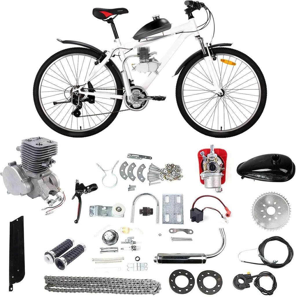 Upgraded 100cc Bicycle Engine Kit 2 Stroke Gas Fuel-efficient Bicycle Motor Kit Fit for 26"-28" Bikes, 36 Teeth Full Set