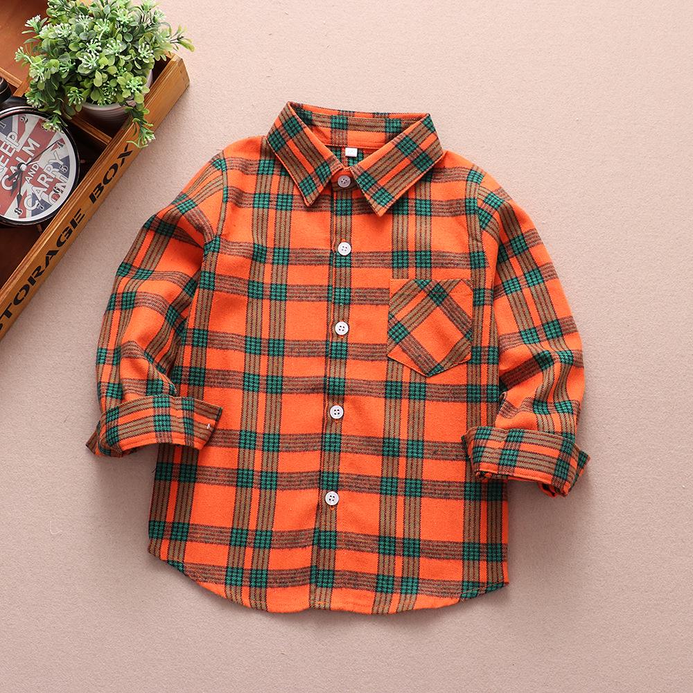 Spring 2025 Boys' Long Sleeve Plaid Korean Style Casual Shirt for Inner and Outer Wear