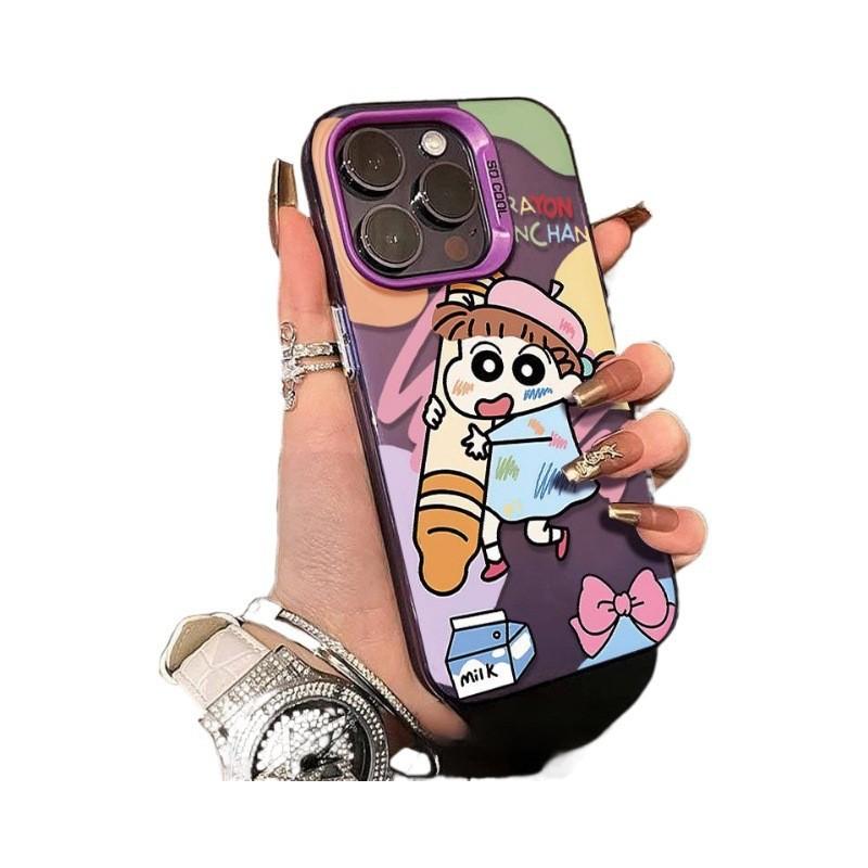 Applicable to Apple 11/11 colored silver mobile phone case Huawei OPPO Xiaomi vivo new fun crayon Xiaokui anti-drop