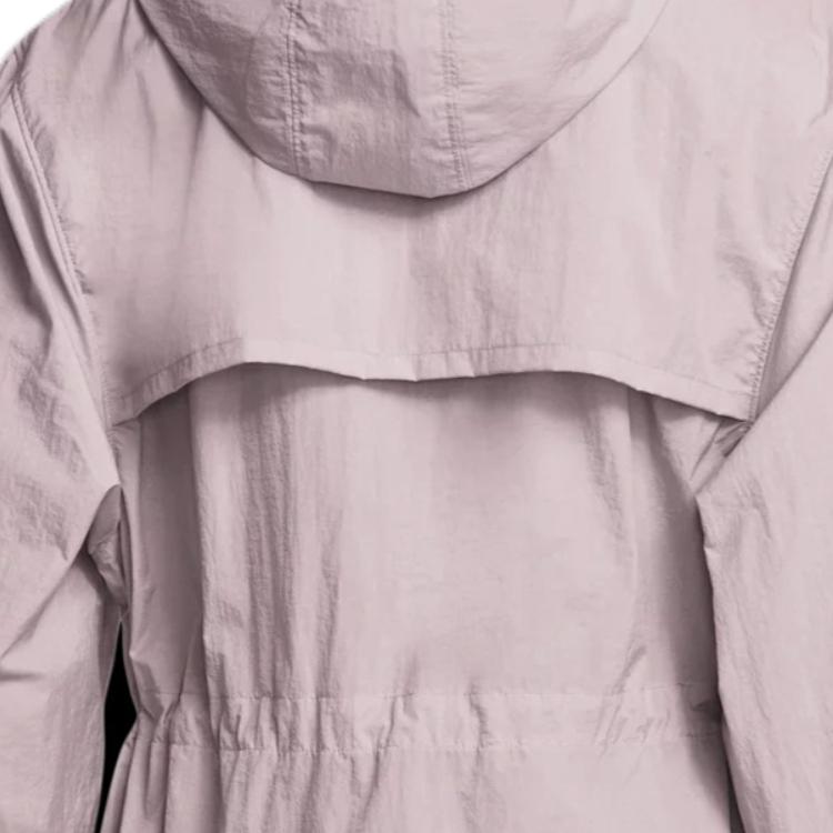 Under Armour Solid Color Pleated Woven Hooded Zip Work Jacket Women jackets Fatigue-Gray 1386455-015