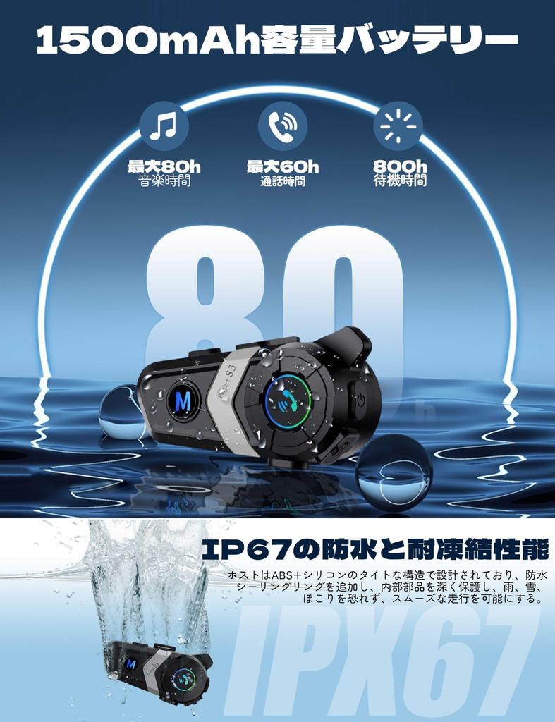 2024 & 2nd Generation, Motorbike, Intercom, Bluetooth 5.3, Helmet, Speaker, HIFI Sound Quality, IPX7
