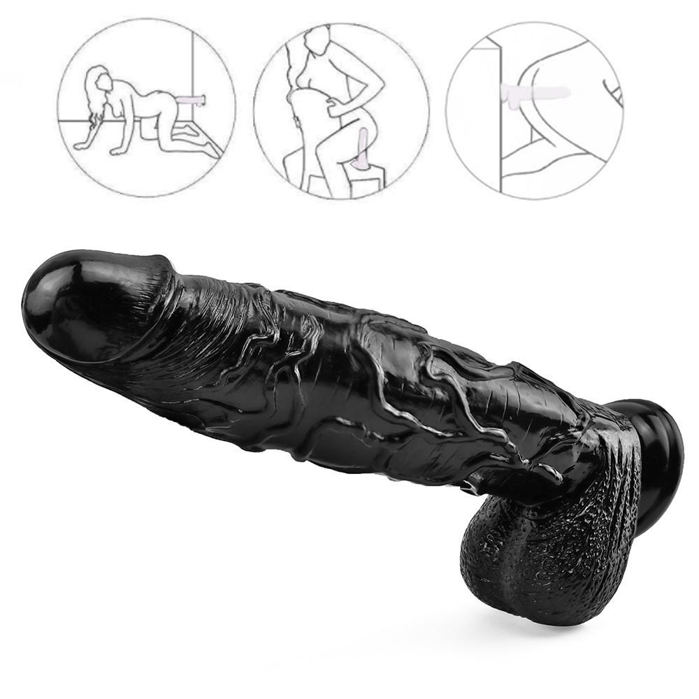 Black Lengthen Huge Dildo with Suction Cup Dildo for Anal Lifelike Dildo Realistic Penis Sex Toys for Woman Adult Sex Shop 18+