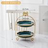 Golden Edged Double-layer Ceramic Tray, Cake Rack, Snack, Fruit Tray, Afternoon Tea Dessert Display Stand, Metal Bow Bracket