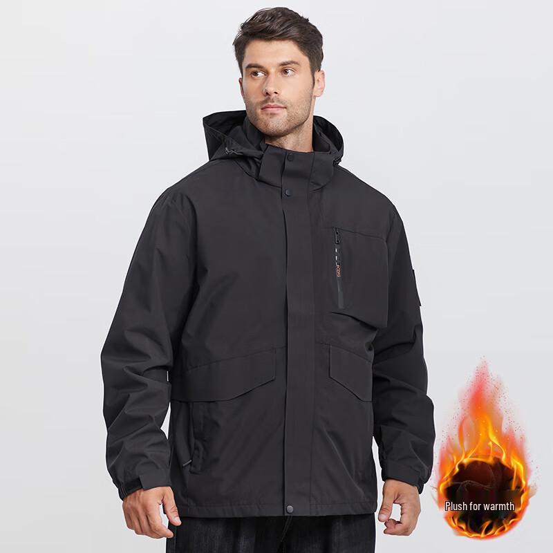 Dibinze Men's Plus Size Hooded Workwear Jacket