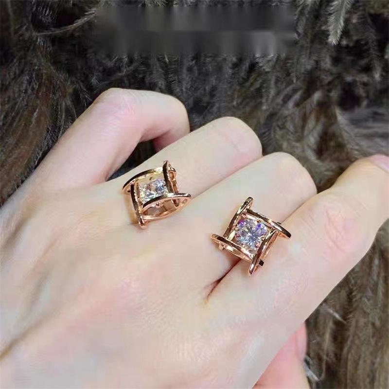 Korean Zirconia Rhombus Stud Earrings: Elegant, Fashionable, Versatile Jewelry for Girls