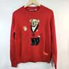 High Quality Cotton Knit Sweater Embroidered Bear Round Neck Loose Fit Long Sleeve Fall Winter Casual