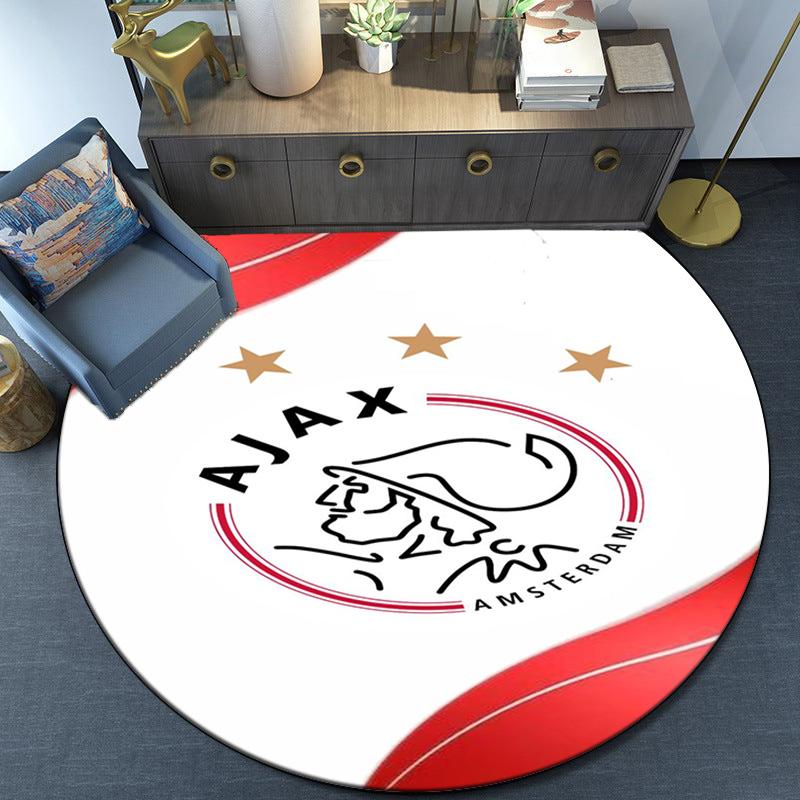 AFC Ajax Emblem Design Round Rug for Livingroom,Bedroom, Palyroom, Chair Rug, Area Rug, Circle Carpet, Large Size Fan Christmas Gift