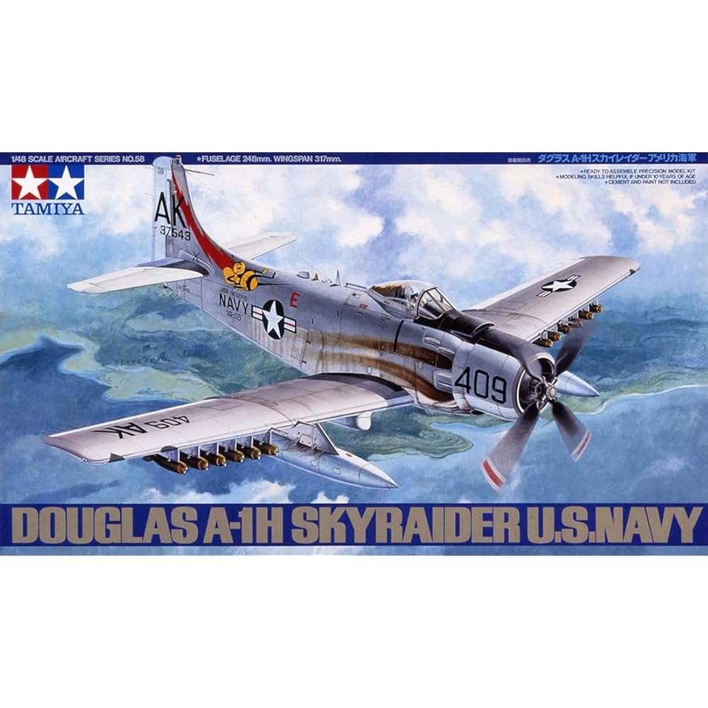 Tamiya 1/48 Masterpiece Aircraft Series No. 58 US Navy Douglas A-1H Skyradar Plastic Model 61058