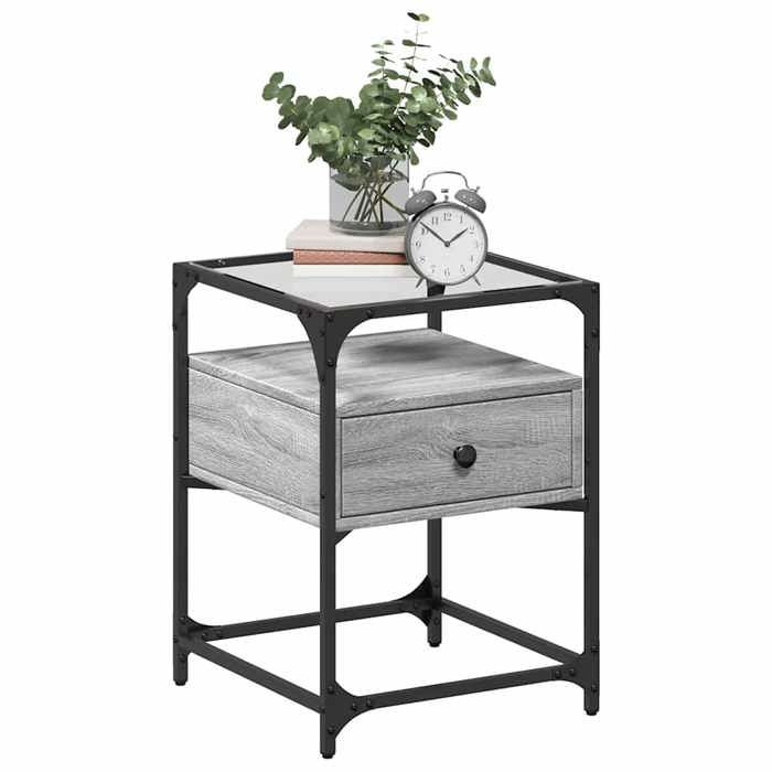 VidaXL Tables de chevet 2 pcs sonoma gris 40x40x55 cm bois ingénierie, meuble de chevet, table d'appoint, armoire de lit, 846081