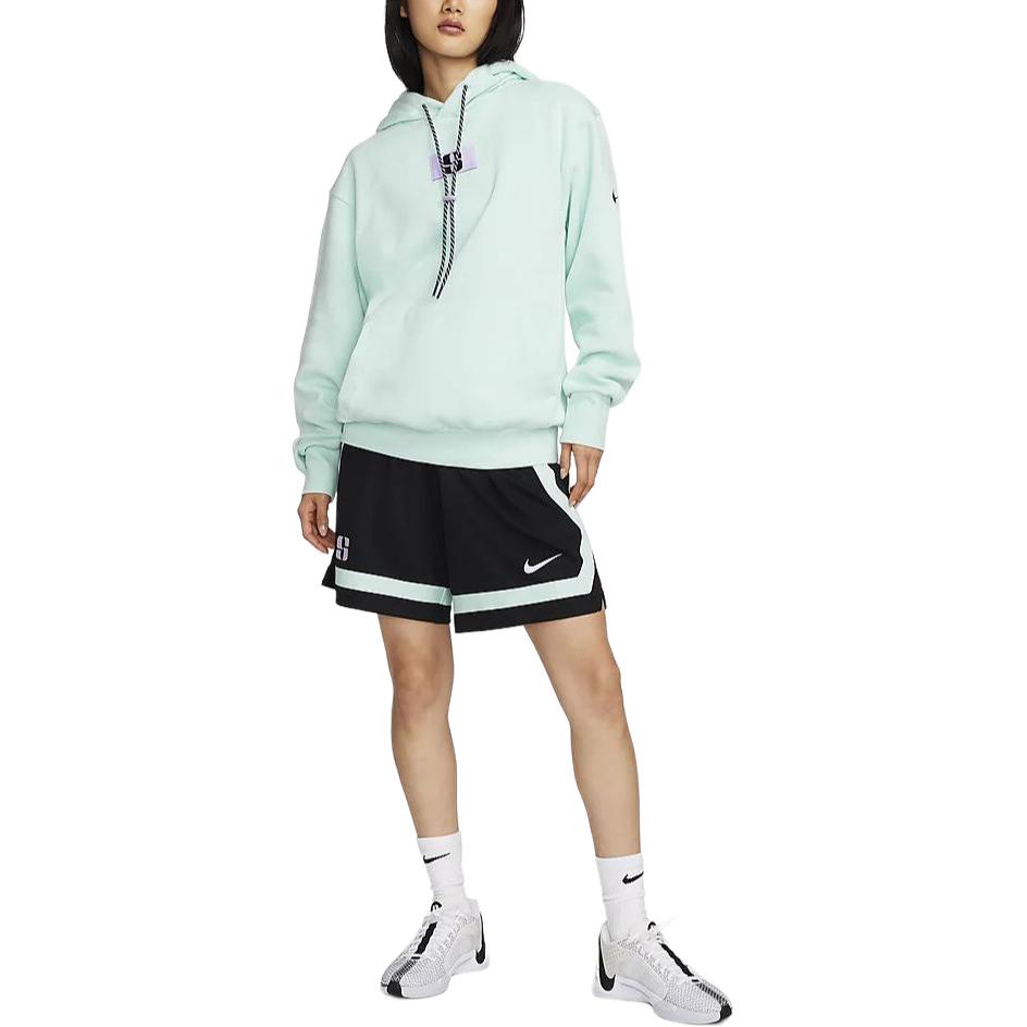 Nike Sabrina Letter Label Hooded Fleece Lined Casual Sweatshirt Women's Ice Emerald Blue FJ4450-346