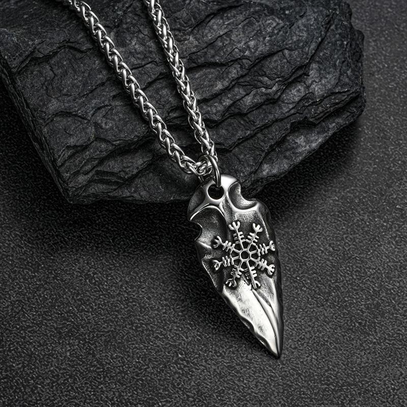 Stainless Steel Fashion Accessories, Viking Compass Rune Pendant, Trendy Men s Personality, Hip-hop Stainless Steel Necklace