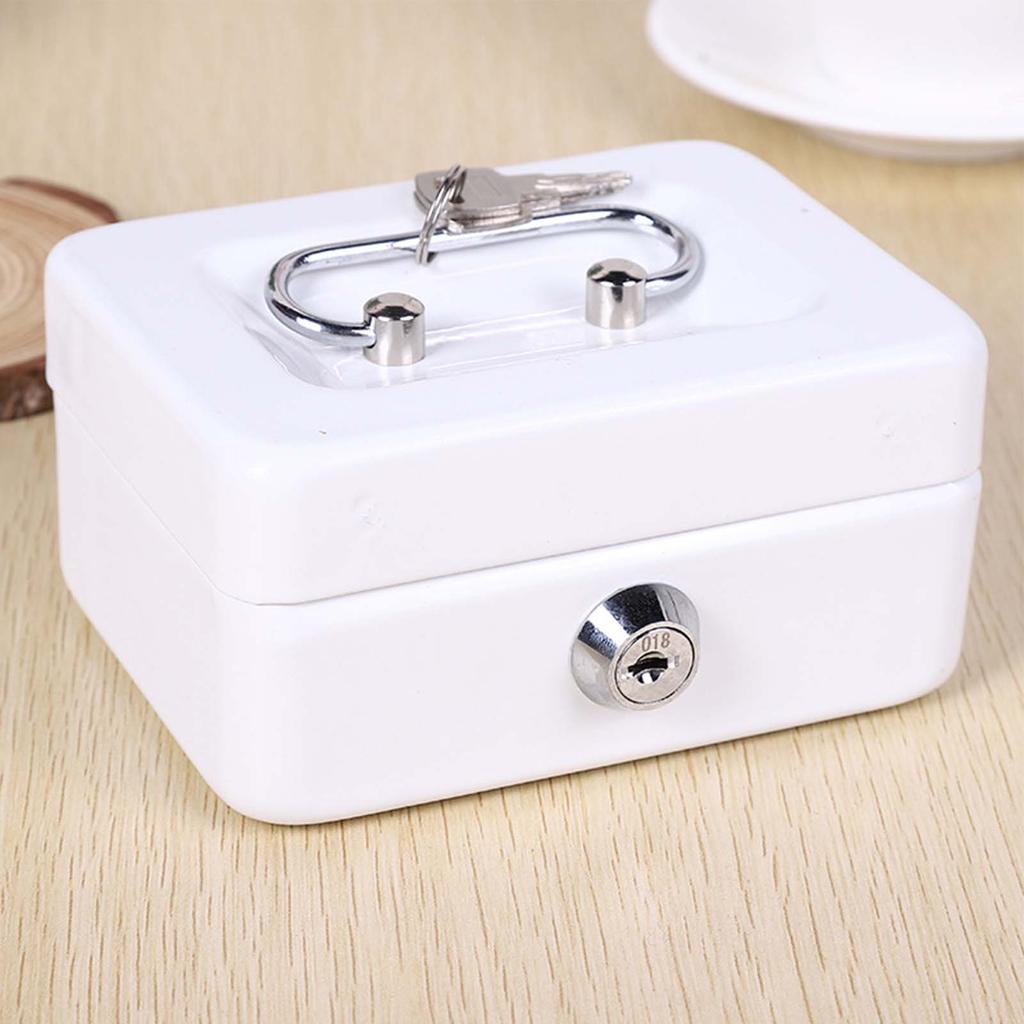 Cash Box with Money Tray Metal Storage Safe Lock Box Mini Locking Cash Box Money Saving Organizer